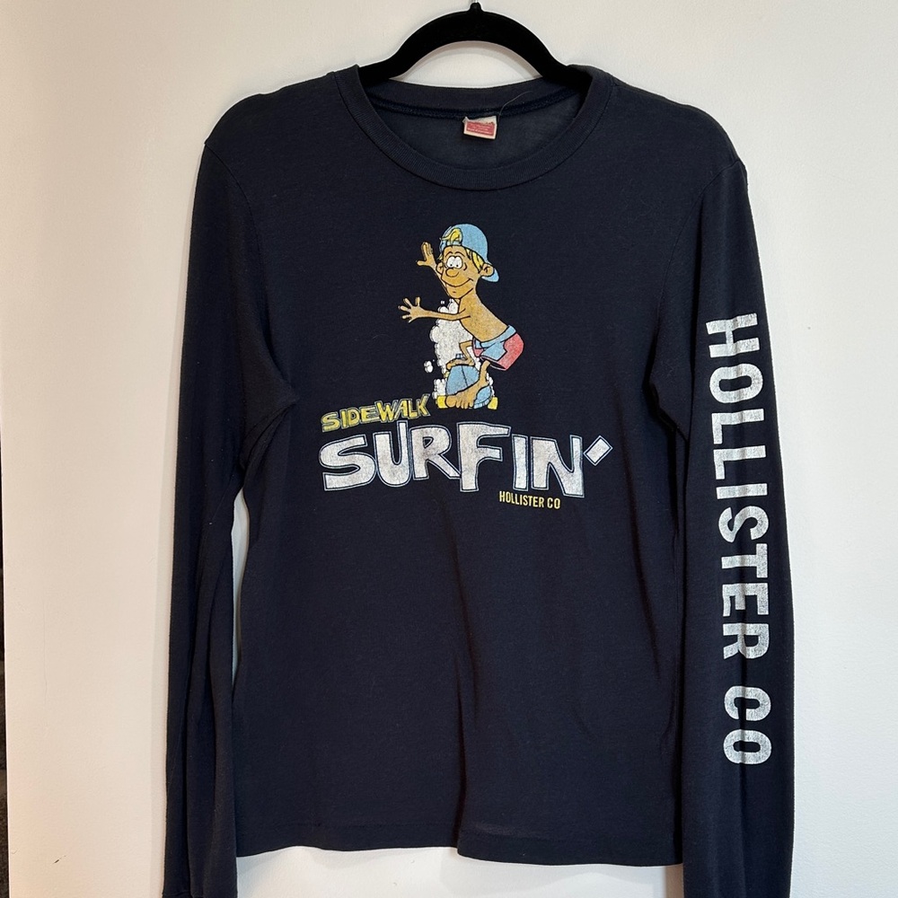 Y2K Vintage Hollister Sidewalk Surfing Boy Long Sleeve Tee Black Size S